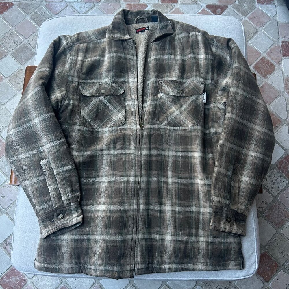 Wolverine plaid full zip up men's sherpa lined jacket shacket barn coat sz L